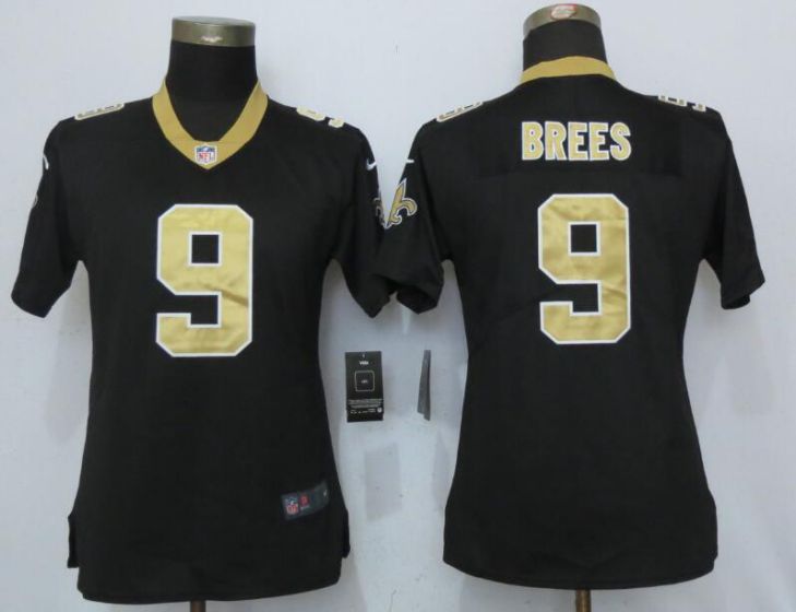 Women New Orleans Saints #9 Brees Black Nike Vapor Untouchable Limited NFL Jerseys->women nfl jersey->Women Jersey